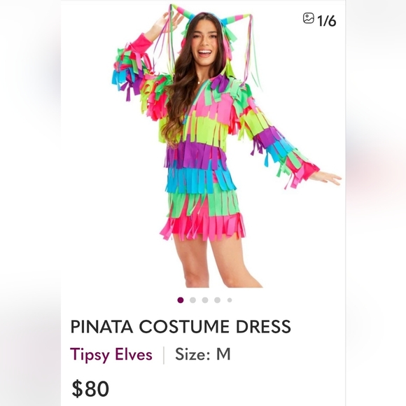 TIPSY ELVES Vibrant Hooded Piñata Dress Costume With Zippered Pockets HALLOWEEN - Picture 1 of 14